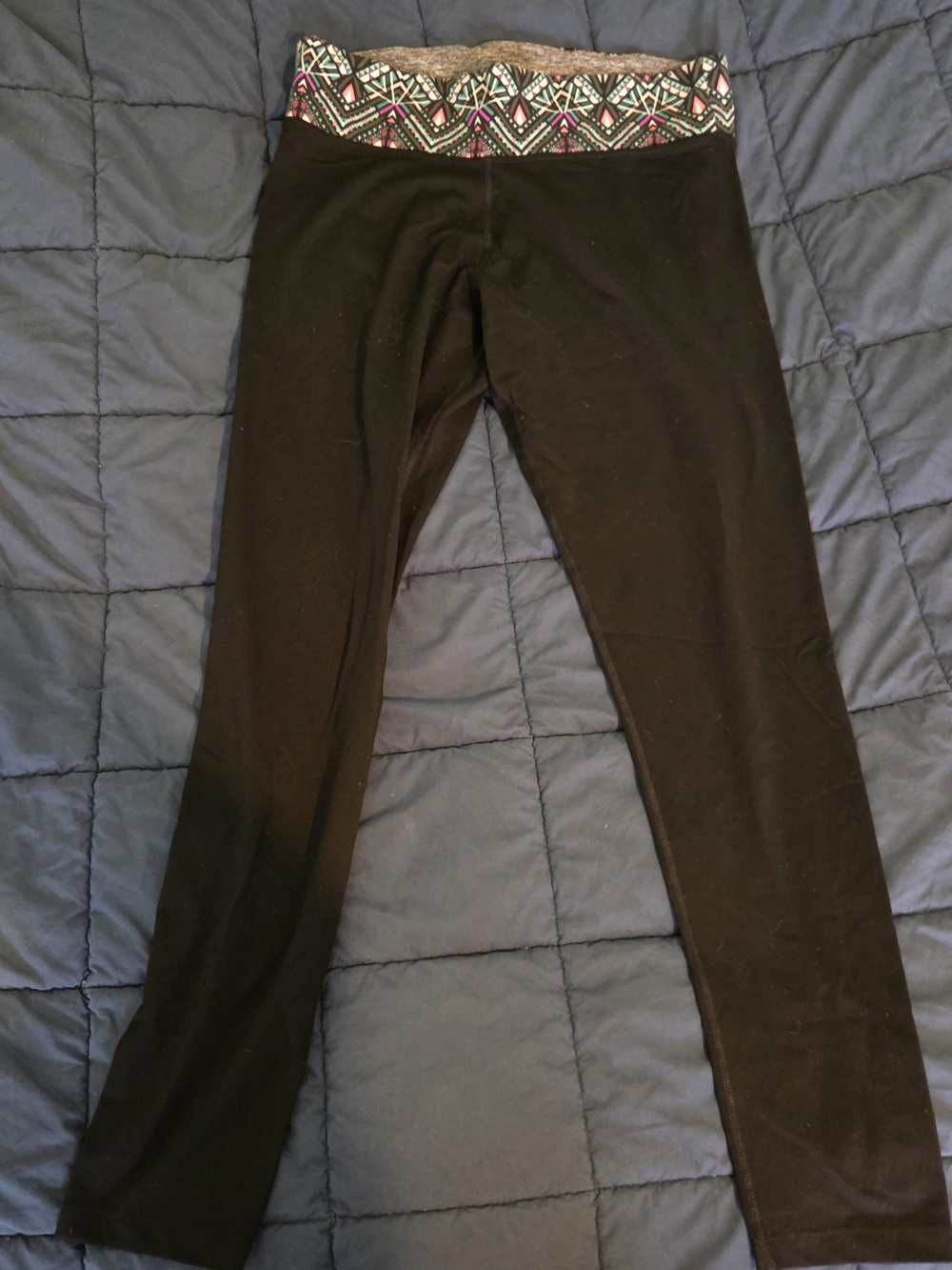 PINK Victoria's Secret Black Leggings With Colored Waistband